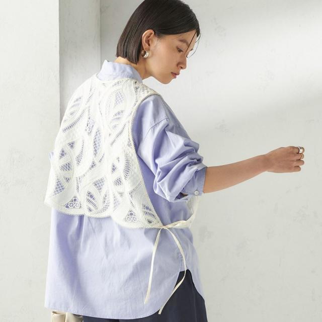 シップス（SHIPS）/《予約》〈手洗い可能〉刺繍 スカラップ レース ノースリーブ プルオーバー