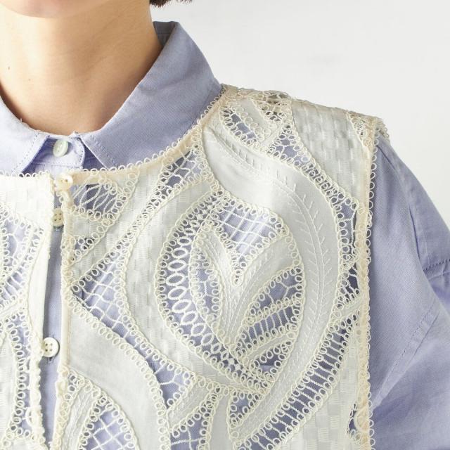 シップス（SHIPS）/《予約》〈手洗い可能〉刺繍 スカラップ レース ノースリーブ プルオーバー