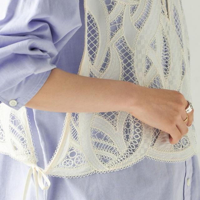 シップス（SHIPS）/《予約》〈手洗い可能〉刺繍 スカラップ レース ノースリーブ プルオーバー