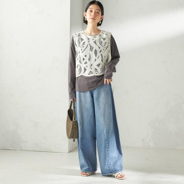 シップス（SHIPS）/《予約》〈手洗い可能〉刺繍 スカラップ レース ノースリーブ プルオーバー