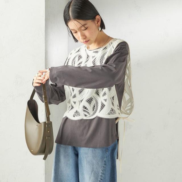 シップス（SHIPS）/《予約》〈手洗い可能〉刺繍 スカラップ レース ノースリーブ プルオーバー