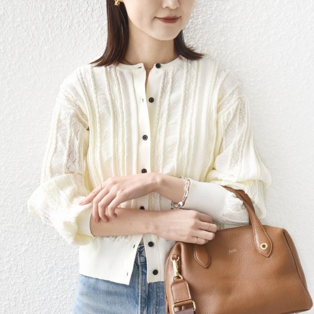 シップス（SHIPS）/《予約》【WEB限定】〈手洗い可能〉レース 編み 2WAY カーディガン