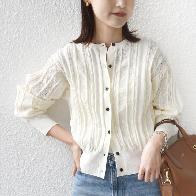 シップス（SHIPS）/《予約》【WEB限定】〈手洗い可能〉レース 編み 2WAY カーディガン