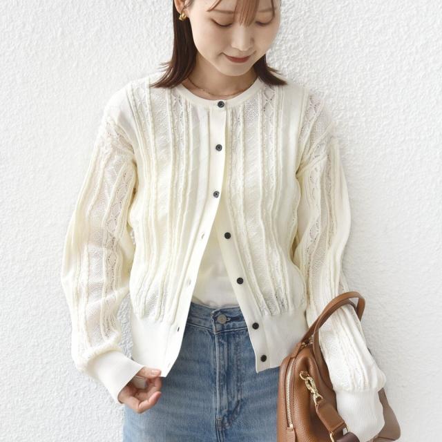 シップス（SHIPS）/《予約》【WEB限定】〈手洗い可能〉レース 編み 2WAY カーディガン