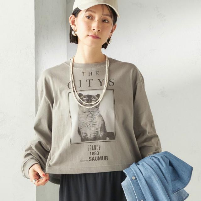 シップス（SHIPS）/《予約》【SHIPS別注】Odub: フォト プリント クロップド ロングスリーブ TEE