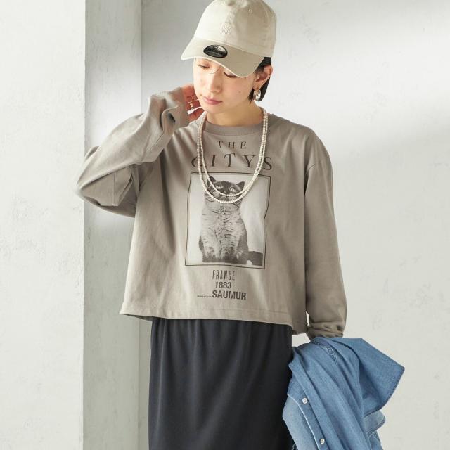 シップス（SHIPS）/《予約》【SHIPS別注】Odub: フォト プリント クロップド ロングスリーブ TEE