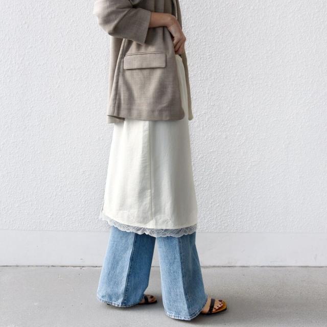 シップス（SHIPS）/《予約》〈洗濯機可能〉ダル サテン 裾 レース スカート