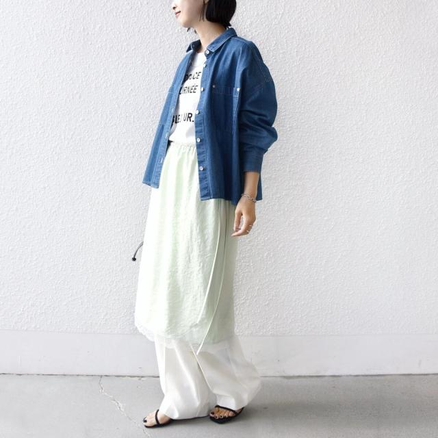 シップス（SHIPS）/《予約》〈洗濯機可能〉ダル サテン 裾 レース スカート