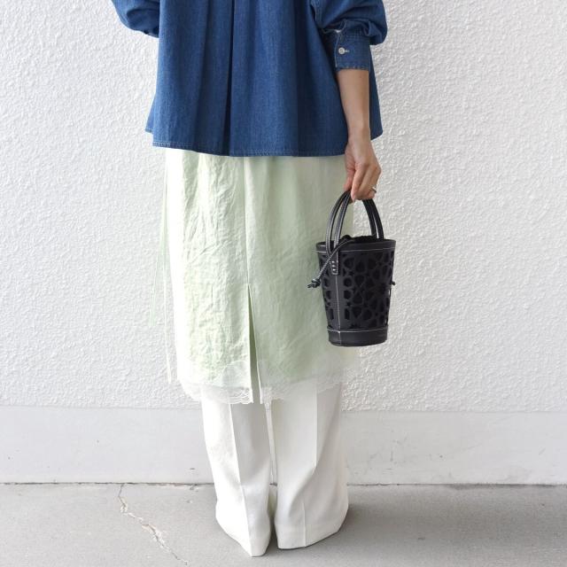 シップス（SHIPS）/《予約》〈洗濯機可能〉ダル サテン 裾 レース スカート