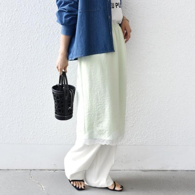 シップス（SHIPS）/《予約》〈洗濯機可能〉ダル サテン 裾 レース スカート