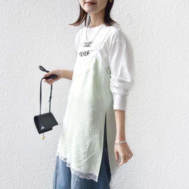 シップス（SHIPS）/《予約》〈洗濯機可能〉ダル サテン レース スリット キャミソール