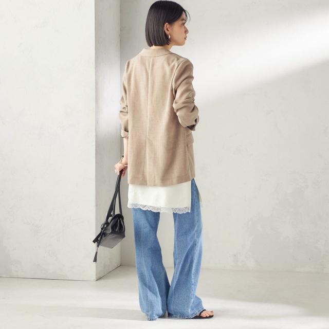 シップス（SHIPS）/《予約》〈洗濯機可能〉ダル サテン レース スリット キャミソール