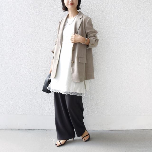 シップス（SHIPS）/《予約》〈洗濯機可能〉ダル サテン レース スリット キャミソール