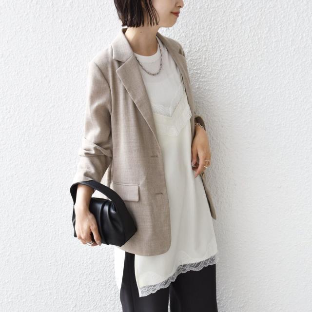 シップス（SHIPS）/《予約》〈洗濯機可能〉ダル サテン レース スリット キャミソール