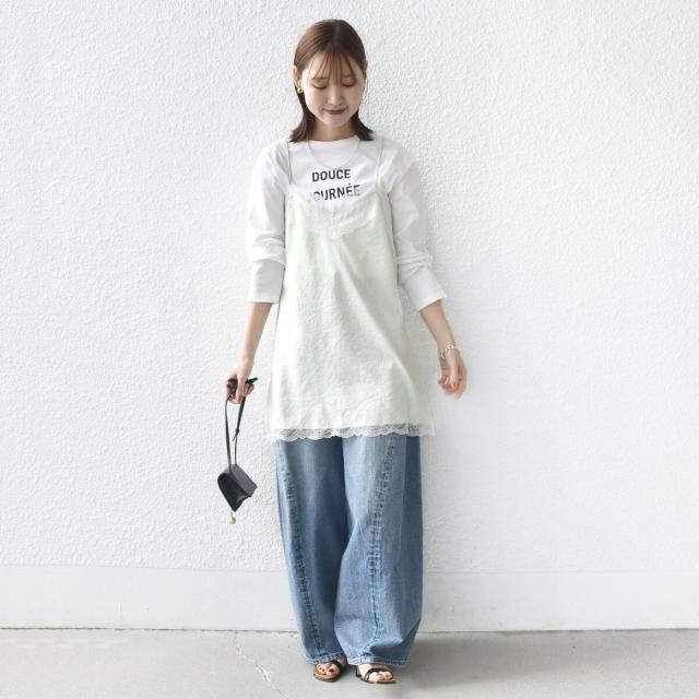 シップス（SHIPS）/《予約》〈洗濯機可能〉ダル サテン レース スリット キャミソール