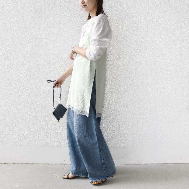 シップス（SHIPS）/《予約》〈洗濯機可能〉ダル サテン レース スリット キャミソール