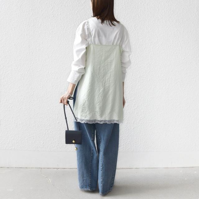 シップス（SHIPS）/《予約》〈洗濯機可能〉ダル サテン レース スリット キャミソール