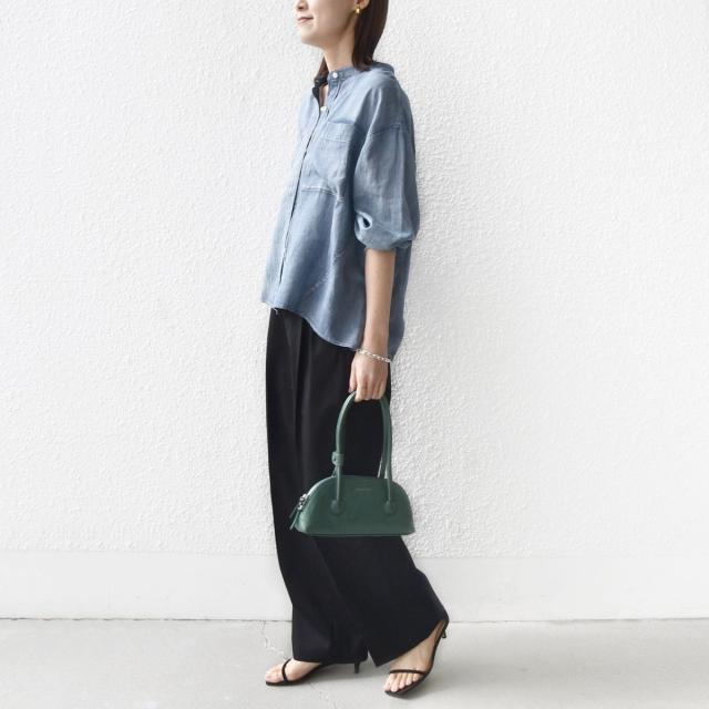 シップス（SHIPS）/《予約》〈手洗い可能〉シアー デニム 袖 リブ バンドカラー シャツ