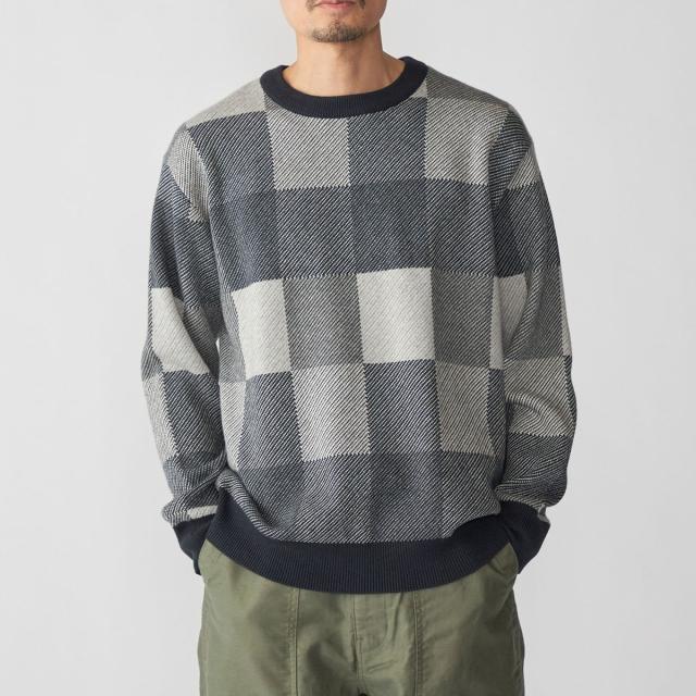 シップス（SHIPS）/SHIPS: 〈洗濯機可能〉チェック コットンカシミヤ クルーネック