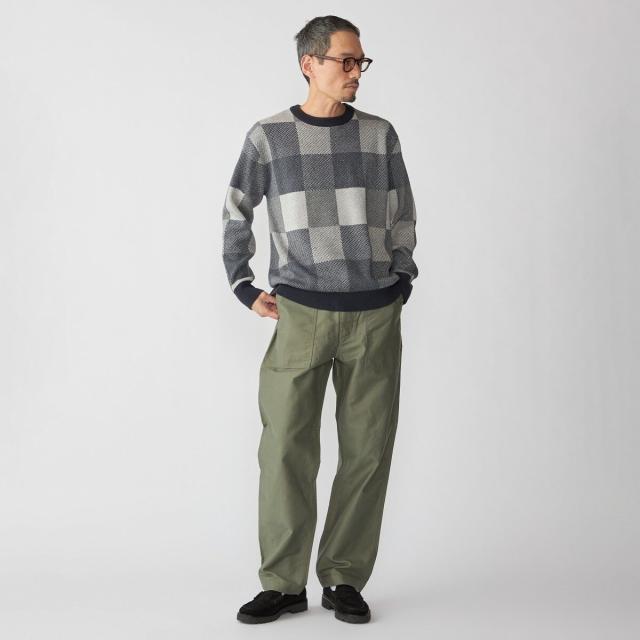 シップス（SHIPS）/SHIPS: 〈洗濯機可能〉チェック コットンカシミヤ クルーネック