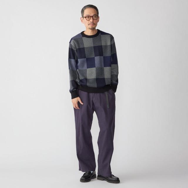 シップス（SHIPS）/SHIPS: 〈洗濯機可能〉チェック コットンカシミヤ クルーネック