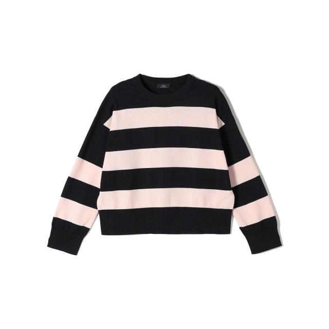 シップス（SHIPS）/SHIPS Primary Navy Label:ガス コットン ワイド ボーダー クルーネック