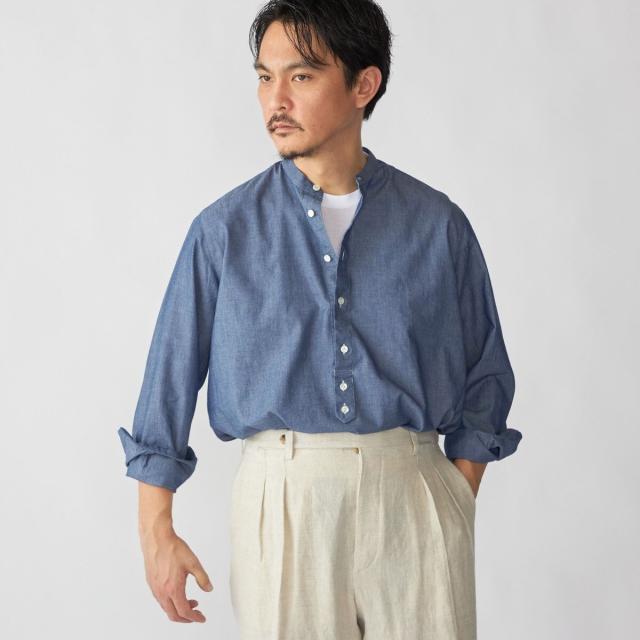 シップス（SHIPS）/【SHIPS別注】Salvatore Piccolo: バンドカラー プルオーバー デニム シャツ
