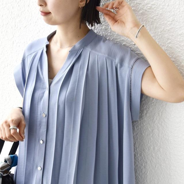 シップス（SHIPS）/【WEB限定】〈手洗い可能〉ストレッチ ジョーゼット プリーツ スキッパー ブラウス_1