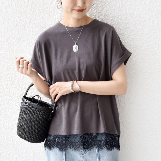 シップス（SHIPS）/〈手洗い可能〉レース コンビ フレンチ スリーブ TEE