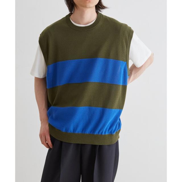 早いもの勝ち‼️ADAM ET ROPE' ボーダーニットベスト アダムエロペ（ADAM ET ROPE'）/WASHI MIX ボーダー ニット