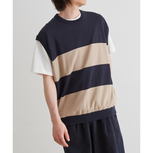 早いもの勝ち‼️ADAM ET ROPE' ボーダーニットベスト アダムエロペ（ADAM ET ROPE'）/WASHI MIX ボーダー ニット