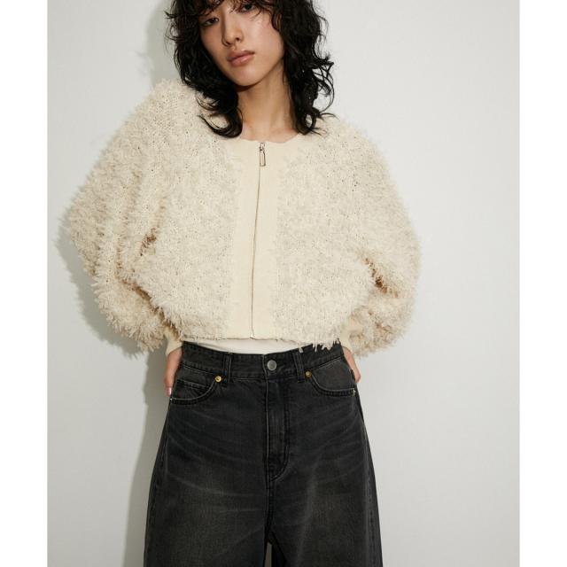 アダムエロペ（ADAM ET ROPE’）/フリンジニットブルゾン