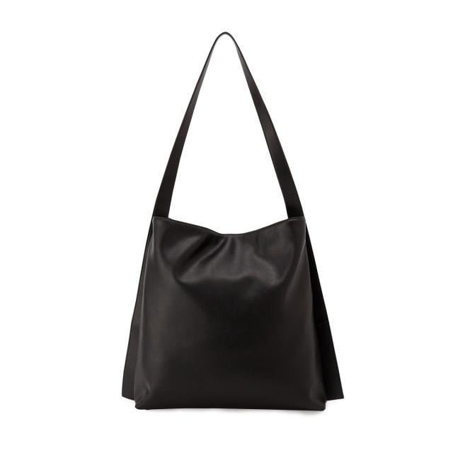 A4対応】【ROPE】ブラックレザートートバッグ ロペ] 横型レザートート