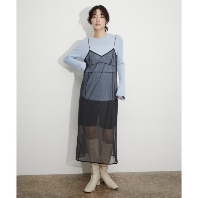 ADAM ET ROPE' アダムエロペ✨リップルワンピース　アイボリー ADAM ET ROPÉ FEMME(アダム エ ロペ ファム) / フォルムニット