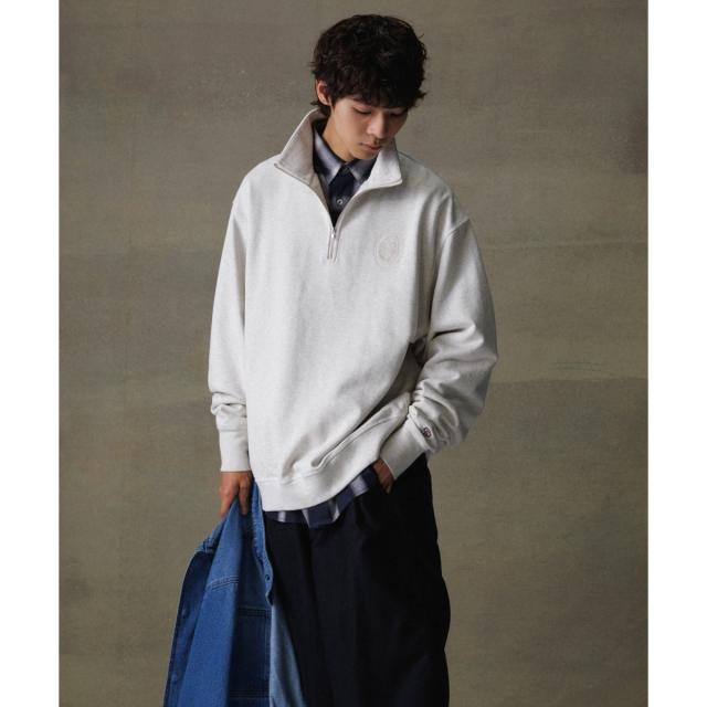 アダムエロペ（ADAM ET ROPE’）/《別注》【SPALDING/スポルディング】EMBROIDERY HALF ZIP POLO SWE