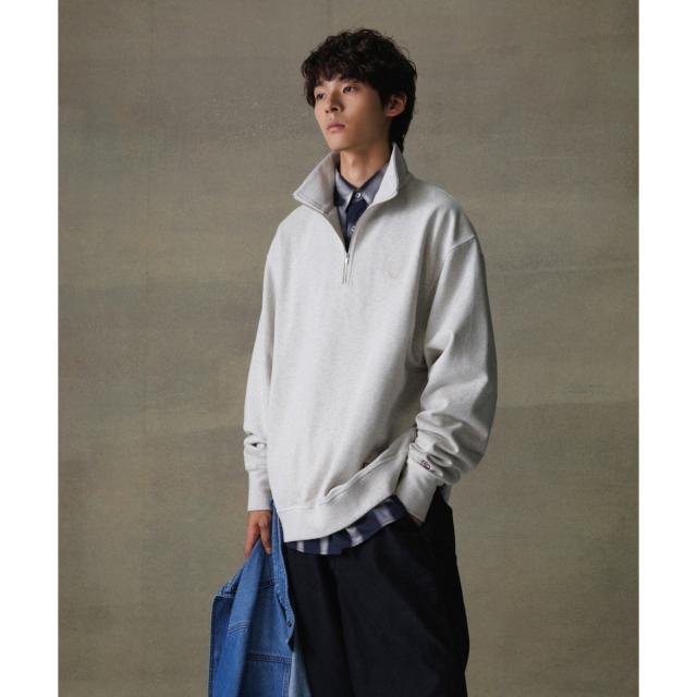 アダムエロペ（ADAM ET ROPE’）/《別注》【SPALDING/スポルディング】EMBROIDERY HALF ZIP POLO SWE