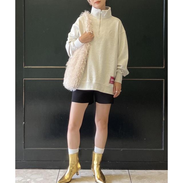 アダムエロペ（ADAM ET ROPE’）/《別注》【SPALDING/スポルディング】EMBROIDERY HALF ZIP POLO SWE