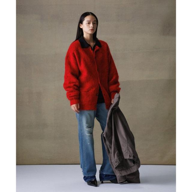 アダムエロペ（ADAM ET ROPE’）/【定番】モヘアミックス オーバーサイズ クルーネックカーディガン / ユニセックス