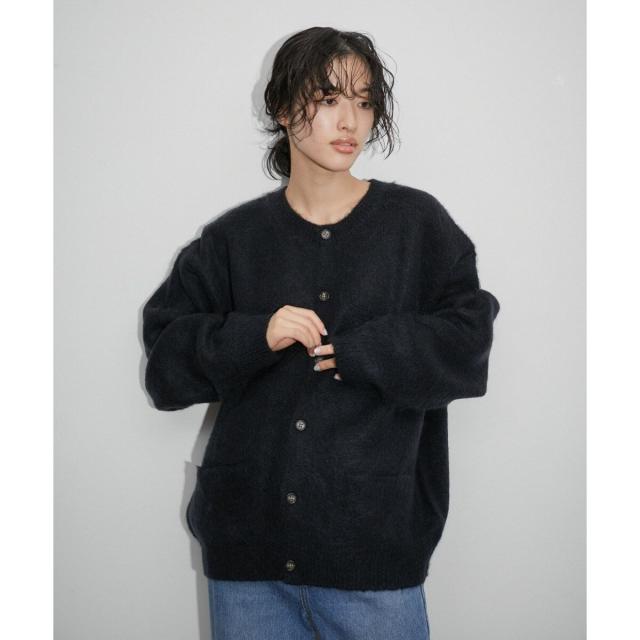 アダムエロペ（ADAM ET ROPE’）/【定番】モヘアミックス オーバーサイズ クルーネックカーディガン / ユニセックス