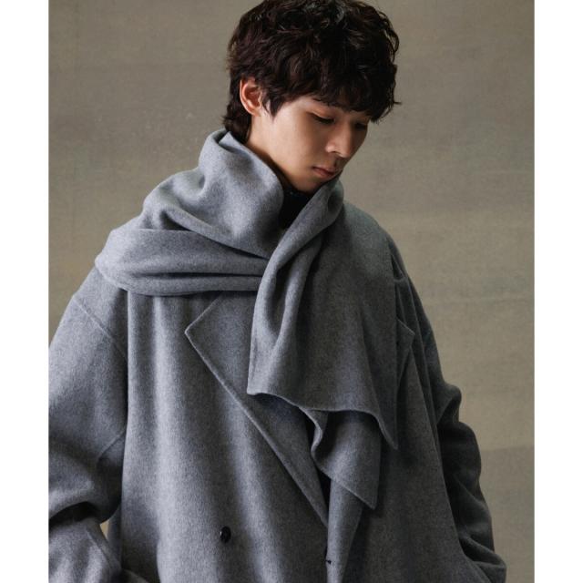 アダムエロペ（ADAM ET ROPE’）/《マフラー付き》メリノウール ダブルフェイス セミダブル オーバー コート / 超軽量 / ユニセッ