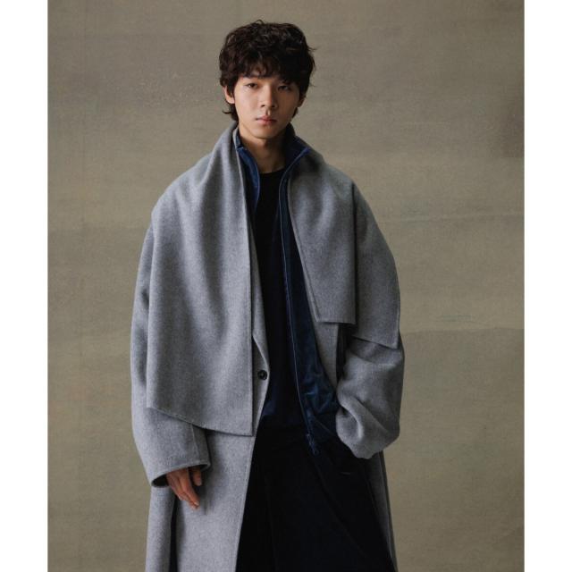 アダムエロペ（ADAM ET ROPE’）/《マフラー付き》メリノウール ダブルフェイス セミダブル オーバー コート / 超軽量 / ユニセッ