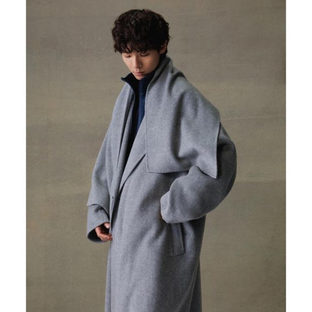 アダムエロペ（ADAM ET ROPE’）/《マフラー付き》メリノウール ダブルフェイス セミダブル オーバー コート / 超軽量 / ユニセッ