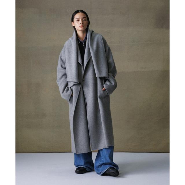 アダムエロペ（ADAM ET ROPE’）/《マフラー付き》メリノウール ダブルフェイス セミダブル オーバー コート / 超軽量 / ユニセッ