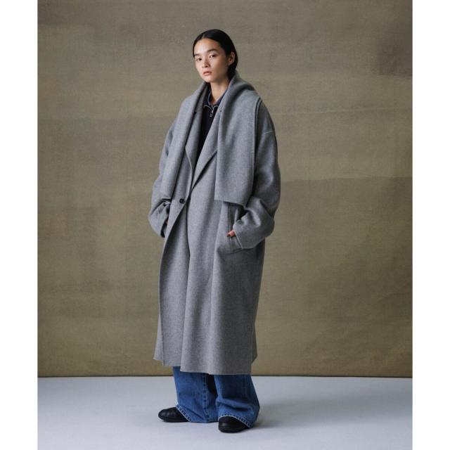 アダムエロペ（ADAM ET ROPE’）/《マフラー付き》メリノウール ダブルフェイス セミダブル オーバー コート / 超軽量 / ユニセッ