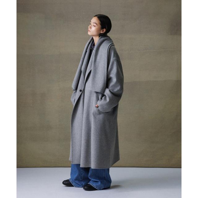 アダムエロペ（ADAM ET ROPE’）/《マフラー付き》メリノウール ダブルフェイス セミダブル オーバー コート / 超軽量 / ユニセッ