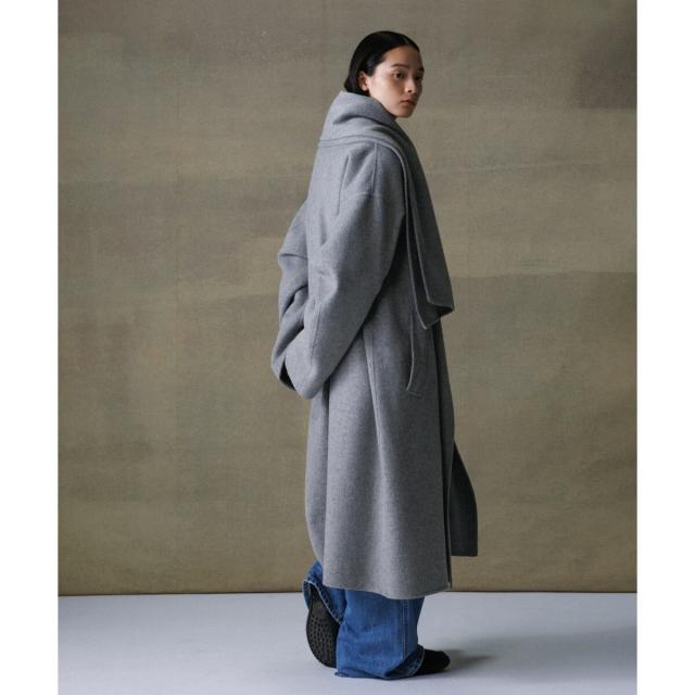アダムエロペ（ADAM ET ROPE’）/《マフラー付き》メリノウール ダブルフェイス セミダブル オーバー コート / 超軽量 / ユニセッ