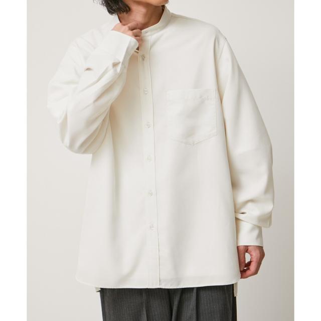 アダムエロペ（ADAM ET ROPE’）/《定番》レーヨンスエード バンドカラーシャツ / ユニセックス