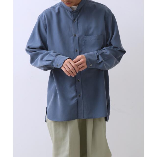 アダムエロペ（ADAM ET ROPE’）/《定番》レーヨンスエード バンドカラーシャツ / ユニセックス