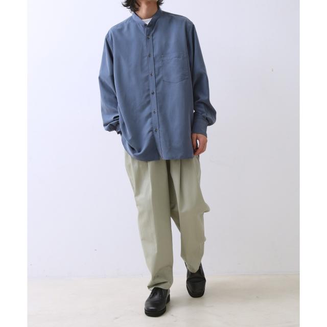 アダムエロペ（ADAM ET ROPE’）/《定番》レーヨンスエード バンドカラーシャツ / ユニセックス