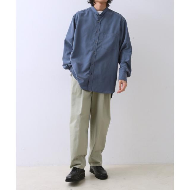 アダムエロペ（ADAM ET ROPE’）/《定番》レーヨンスエード バンドカラーシャツ / ユニセックス